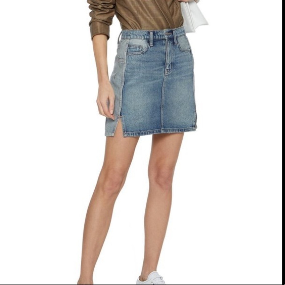 Current Elliot Reversed Distressed Denim Skirt